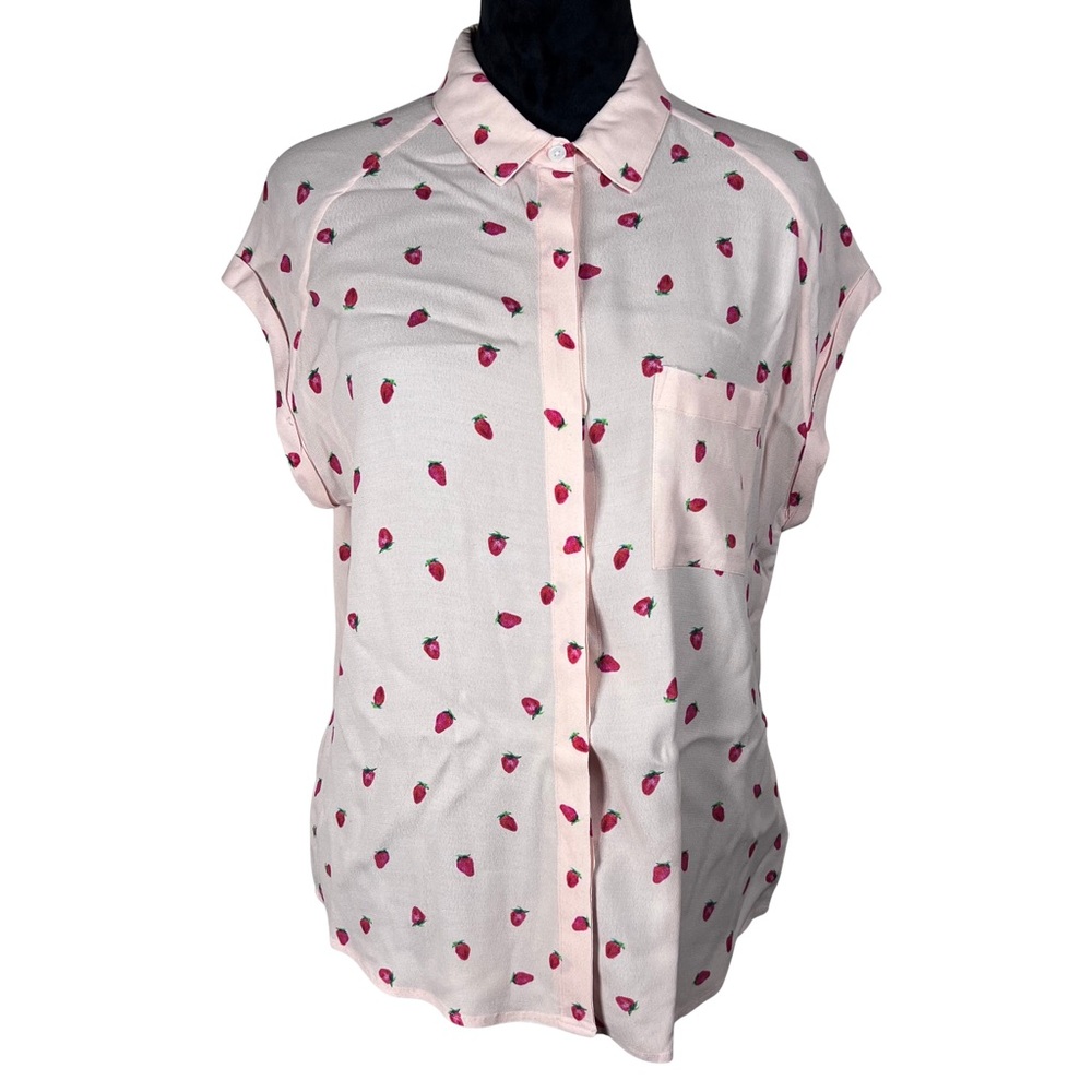 Rails Strawberry Short Sleeve Button Down Blouse